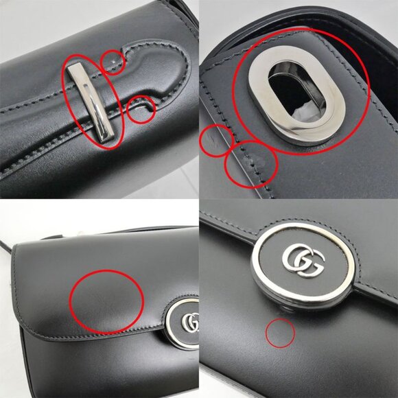 Gucci Clutch Bag Shoulder Bag Leather Black